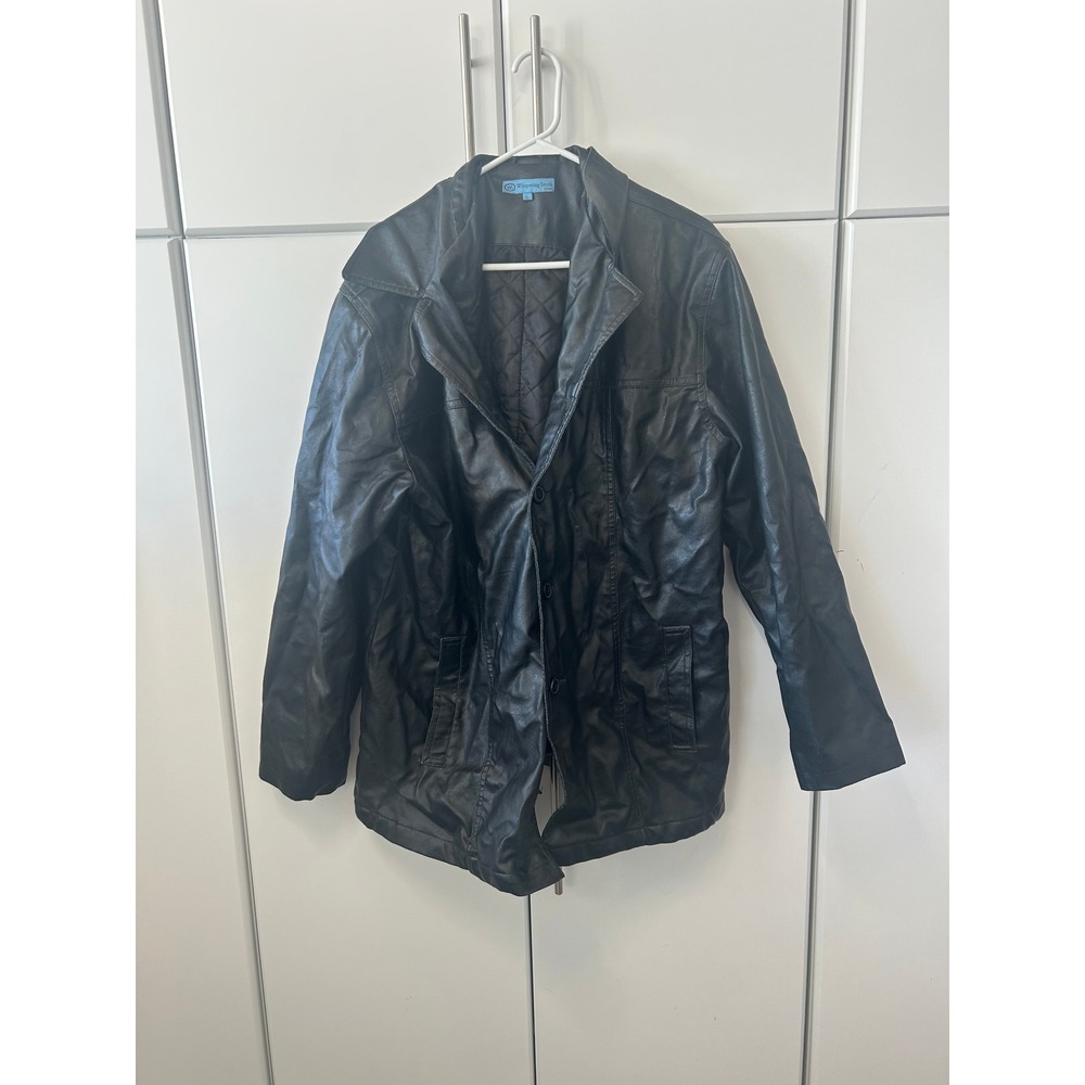 Whispering Smith London Mens‎ Faux Leather Quilted Lining Jacket Black Large
